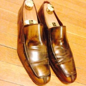 'CUSTOM' black/brown marble PATENT LEATHER LOAFERS
